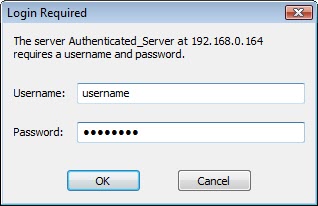 铅MPEG2 RTSP源运输所需的登录对话框
