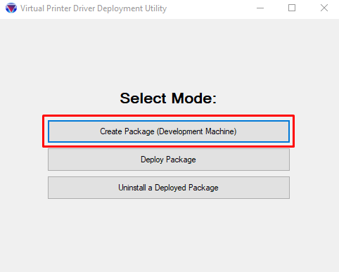 单击Create Package Development Machine按钮