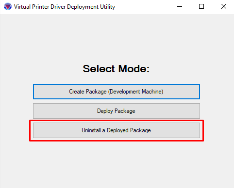 单击<code>Uninstall a Deployed Package</code>按钮